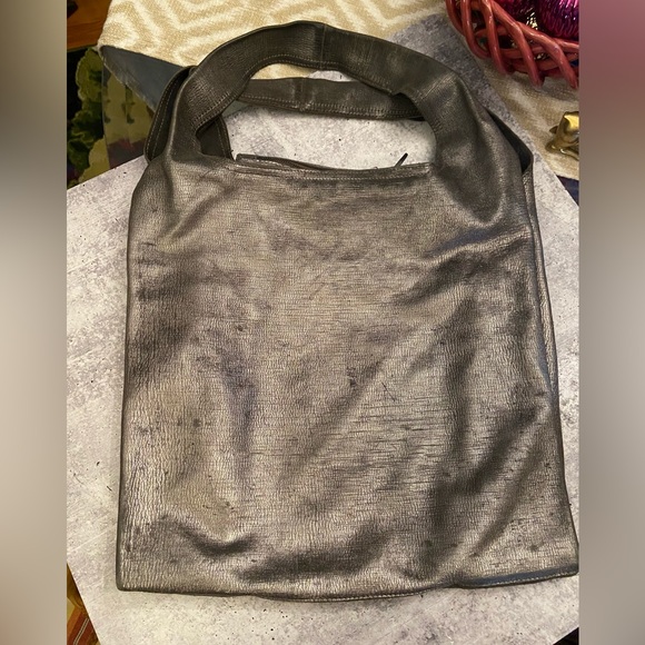 Authentic Alexander Wang Metallic Silver Leather Slouchy Sling Tote Bag - Picture 2 of 11